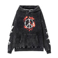 Black Washed Graphic Oversized Hoodie