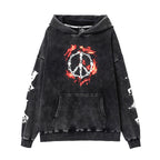 Black Washed Graphic Oversized Hoodie