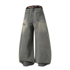 Gradient Sandwash Detachable Tie Baggy Jeans - Drenn