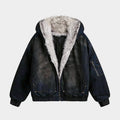 Washed Denim Fur | Hooded Jacket