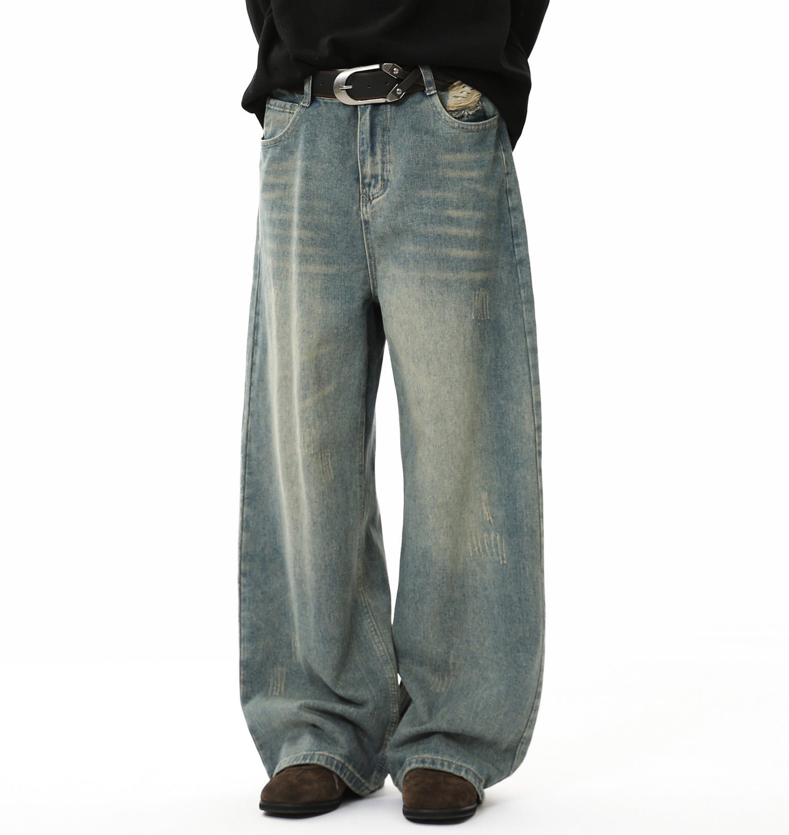 Washed Dirty-Dye Straight Jeans - Drenn