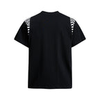 Streetwear Script Print Striped Patchwork T-Shirt - Drenn