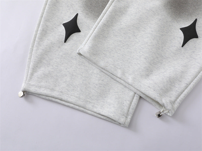 Spray Paint Star Print Distressed Sweatpants - Drenn