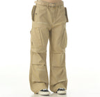 Cotton Hole Patch Pleated Multi-Pocket Cargo Casual Pants - Drenn