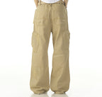 Cotton Hole Patch Pleated Multi-Pocket Cargo Casual Pants - Drenn