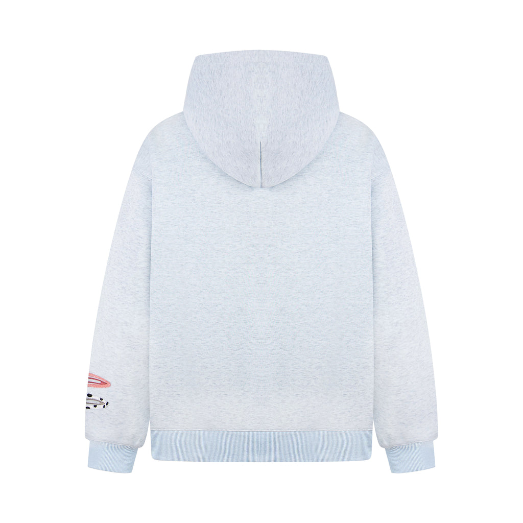 Detachable Hair Clip Decoration Zip Up Hoodie - Drenn