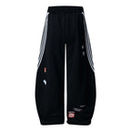 Street Patterned Striped Barrel Casual Pants - Drenn