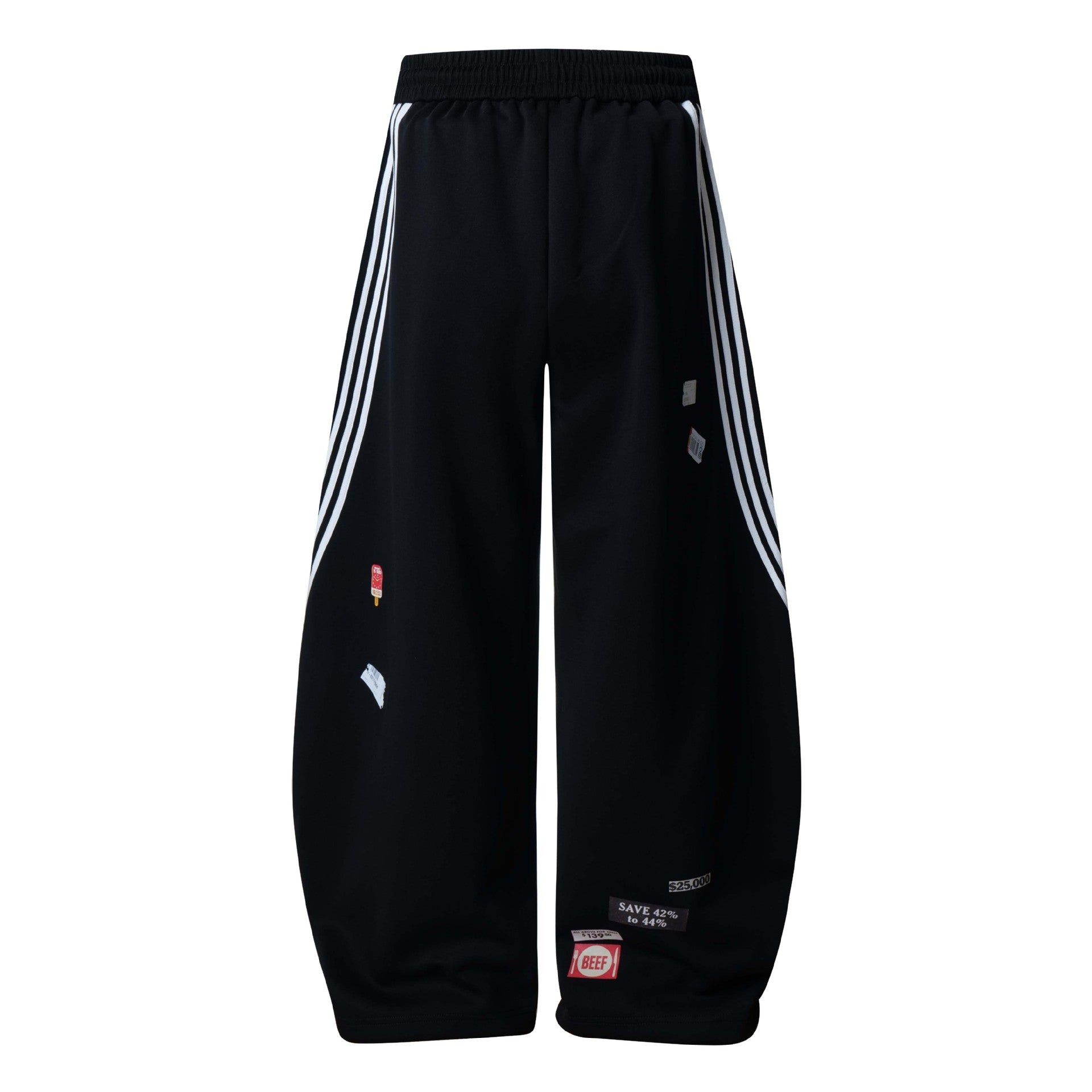 Street Patterned Striped Barrel Casual Pants - Drenn