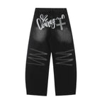 Vintage Embroidered Cross Washed Scimitar Jeans - Drenn
