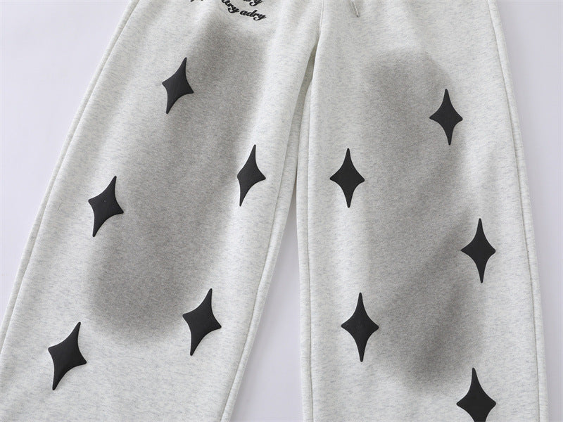 Spray Paint Star Print Distressed Sweatpants - Drenn