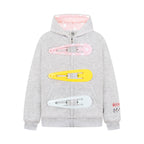 Detachable Hair Clip Decoration Zip Up Hoodie - Drenn