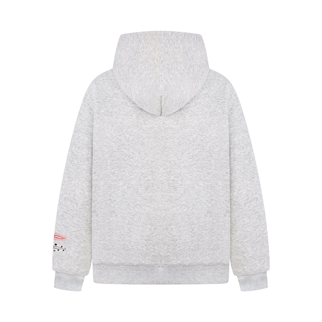 Detachable Hair Clip Decoration Zip Up Hoodie - Drenn