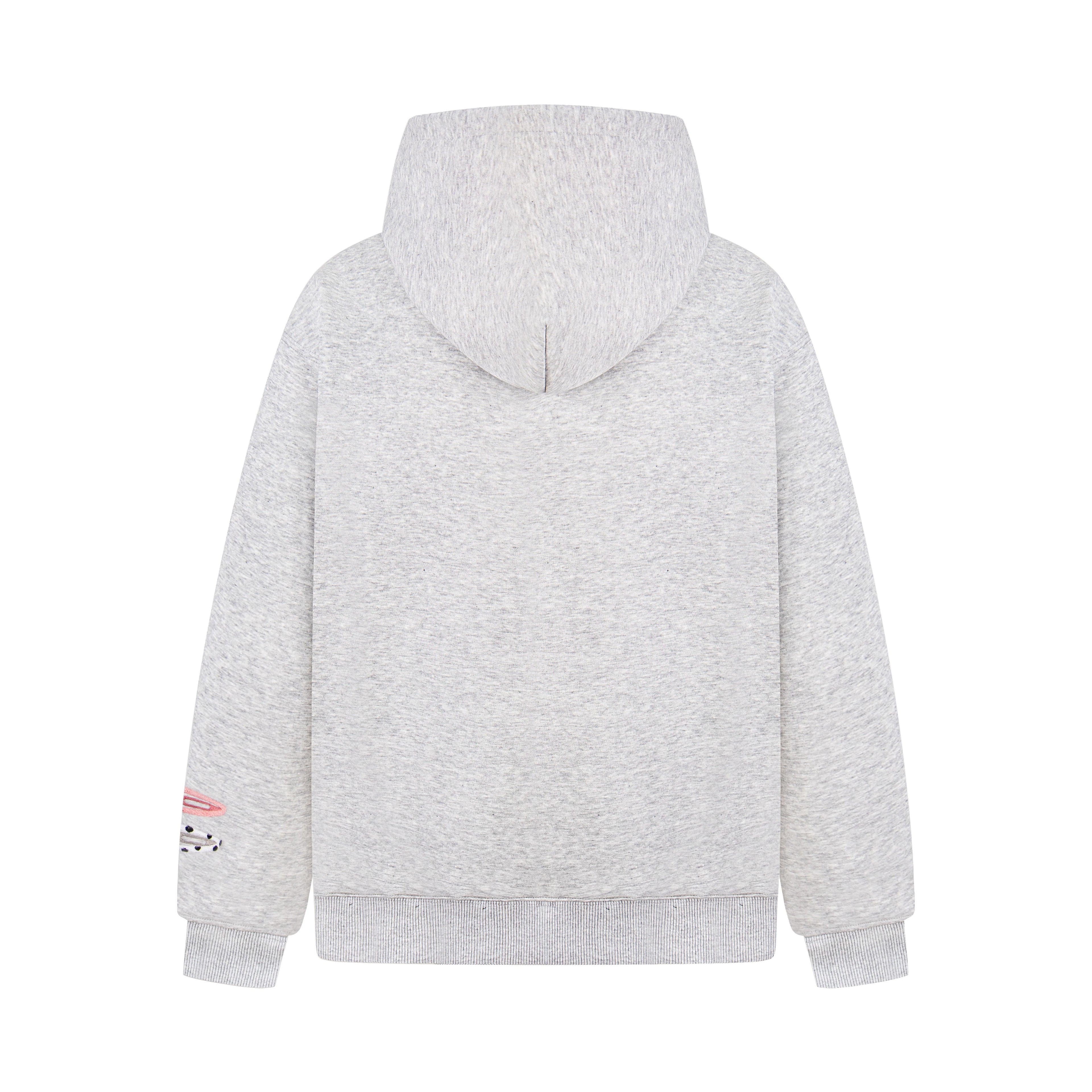 Detachable Hair Clip Decoration Zip Up Hoodie - Drenn
