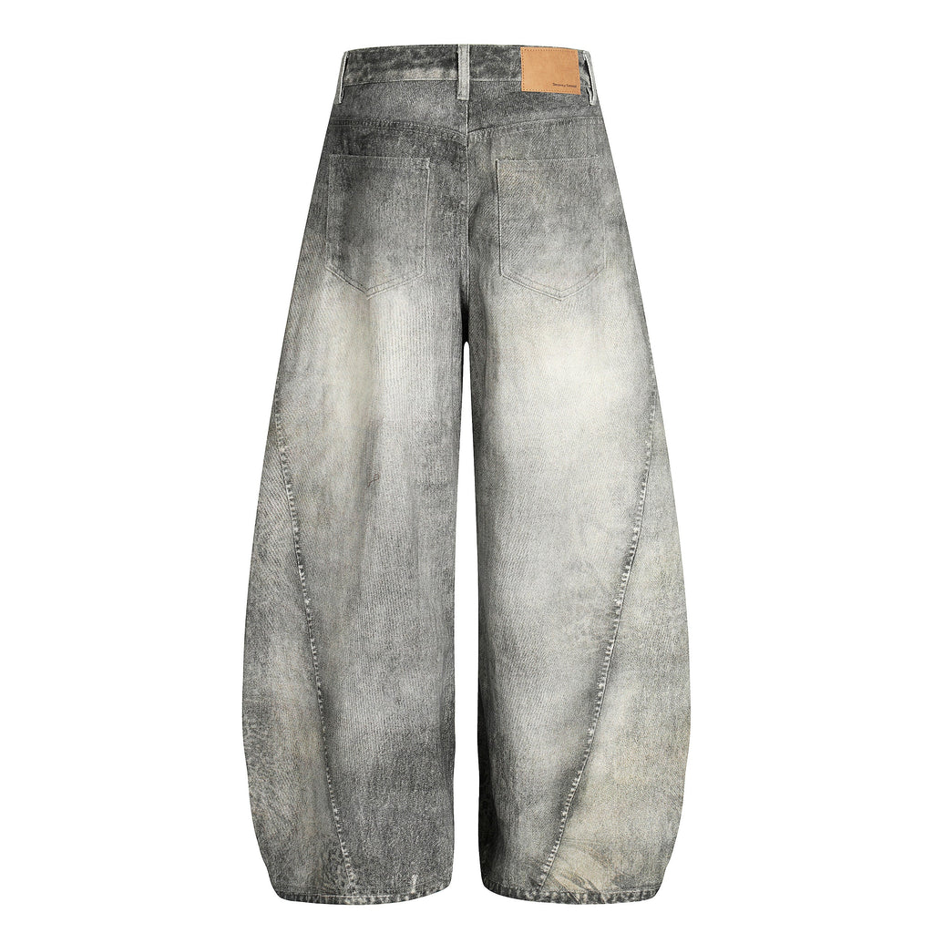 Vintage Heavy Distressed Washed Barrel Jeans - Drenn