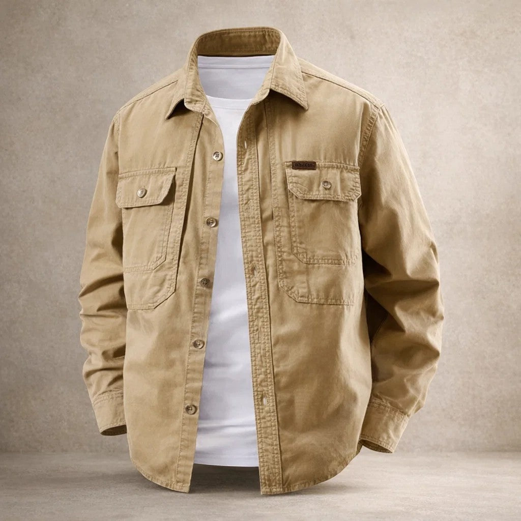 Men's Long-Sleeved Cotton Overshirt