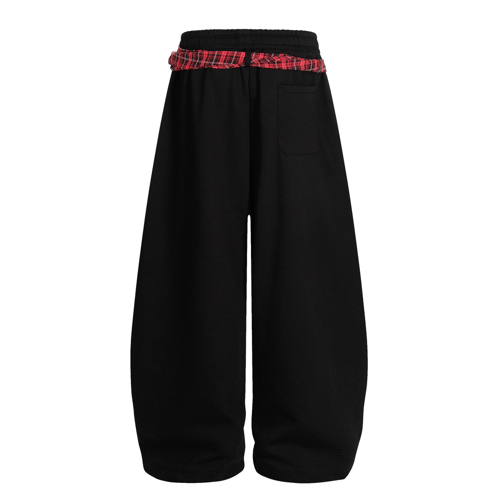 Street Detachable Plaid Waistband Machete Casual Pants - Drenn