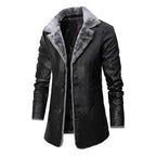 Men's Long Winter Jacket with Sherpa lining