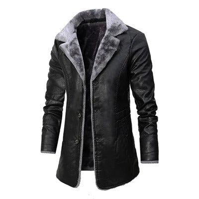 Men's Long Winter Jacket with Sherpa lining