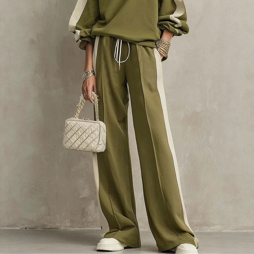 Women’s Oversized Tracksuit Set | Color Block Sweatshirt and Wide-Leg Pants