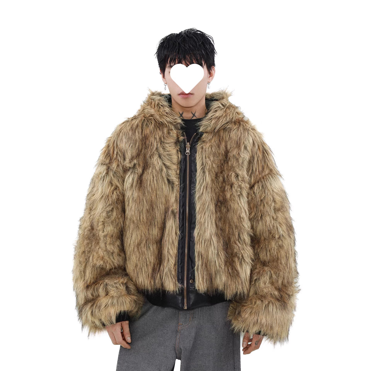 Men’s Reversible Faux Fur Hooded Oversized Bomber Jacket