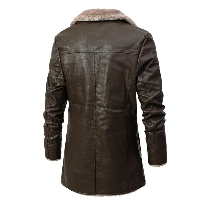 Men's Long Winter Jacket with Sherpa lining