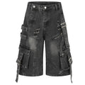 Men's Frayed-hem Distressed Denim Capri Pants