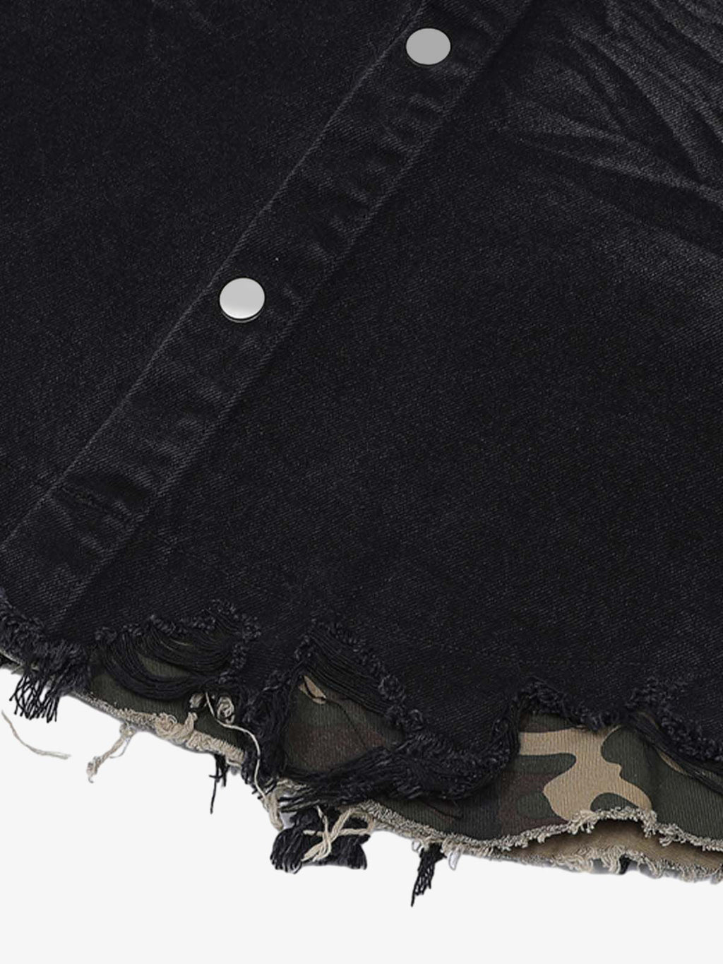 Distressed Denim Ripped Short-Sleeve Shirt