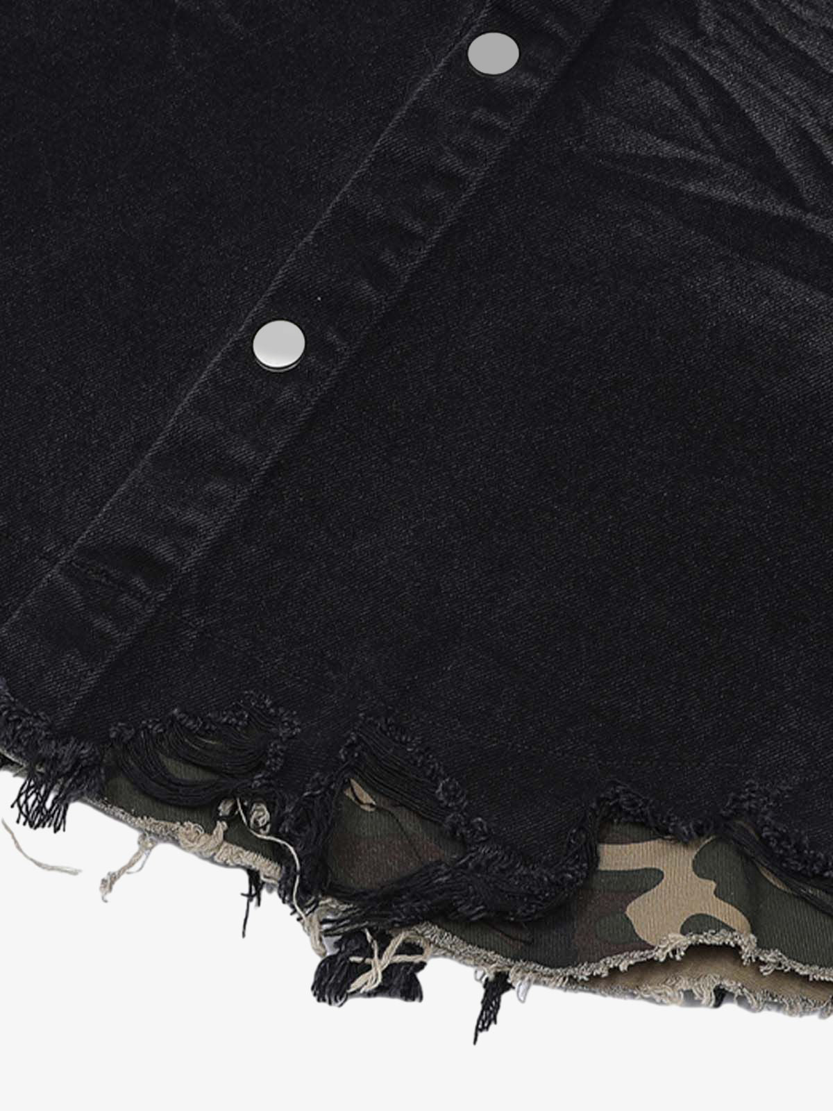 Distressed Denim Ripped Short-Sleeve Shirt