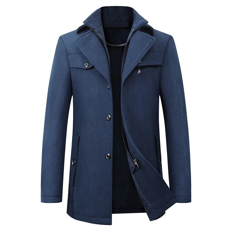 Men's Elegant Long Wool Blend Coat