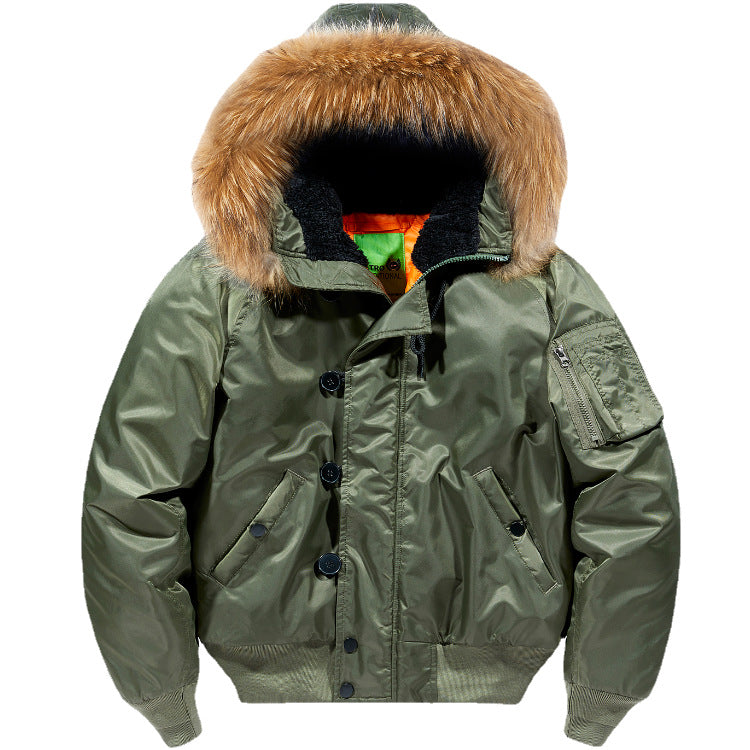 Men's Bomber Jacket with Detachable Hood | Warm Winter Style