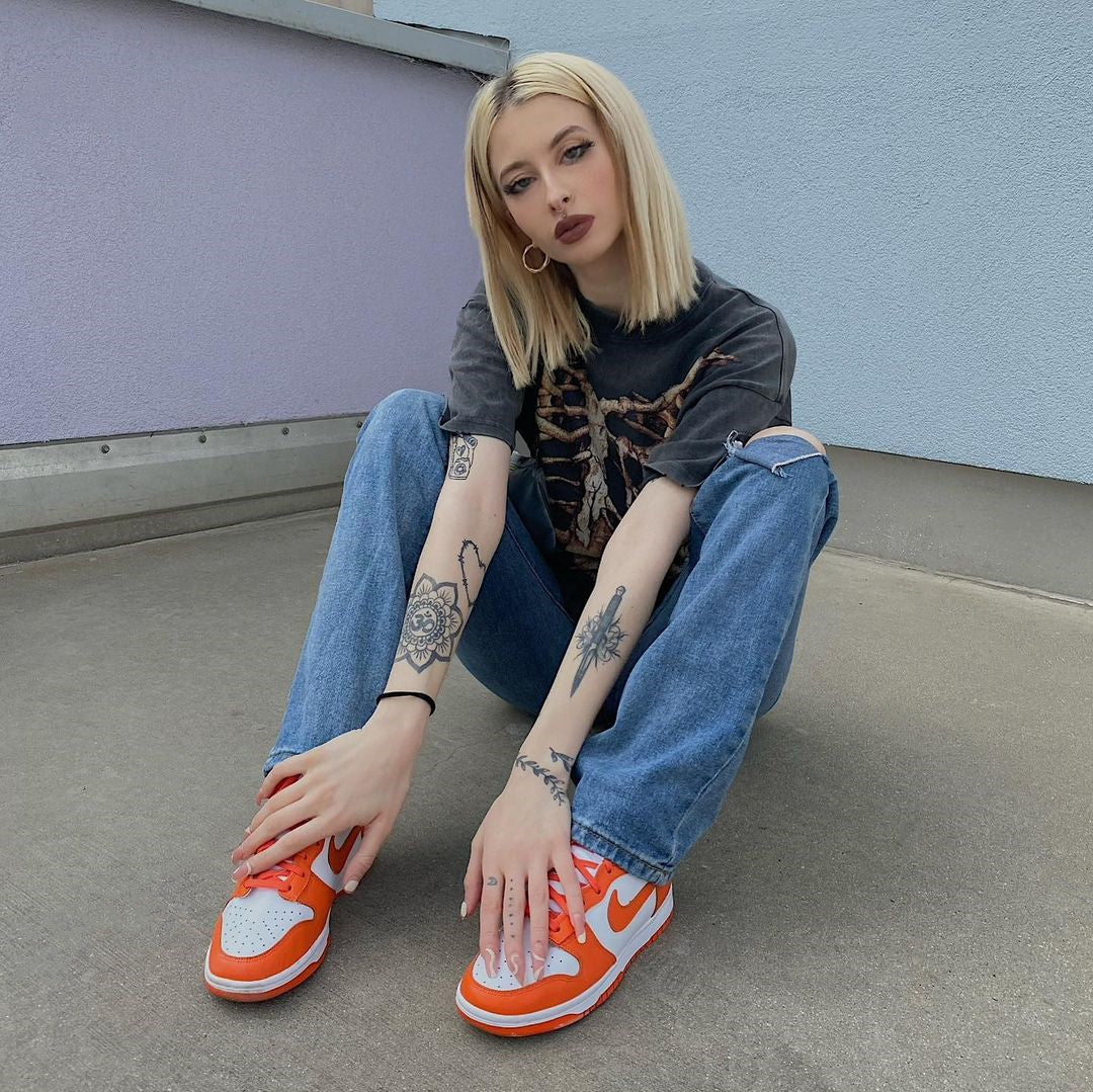 Unisex Washed Oversized Vintage Skeleton Graphic T-Shirt