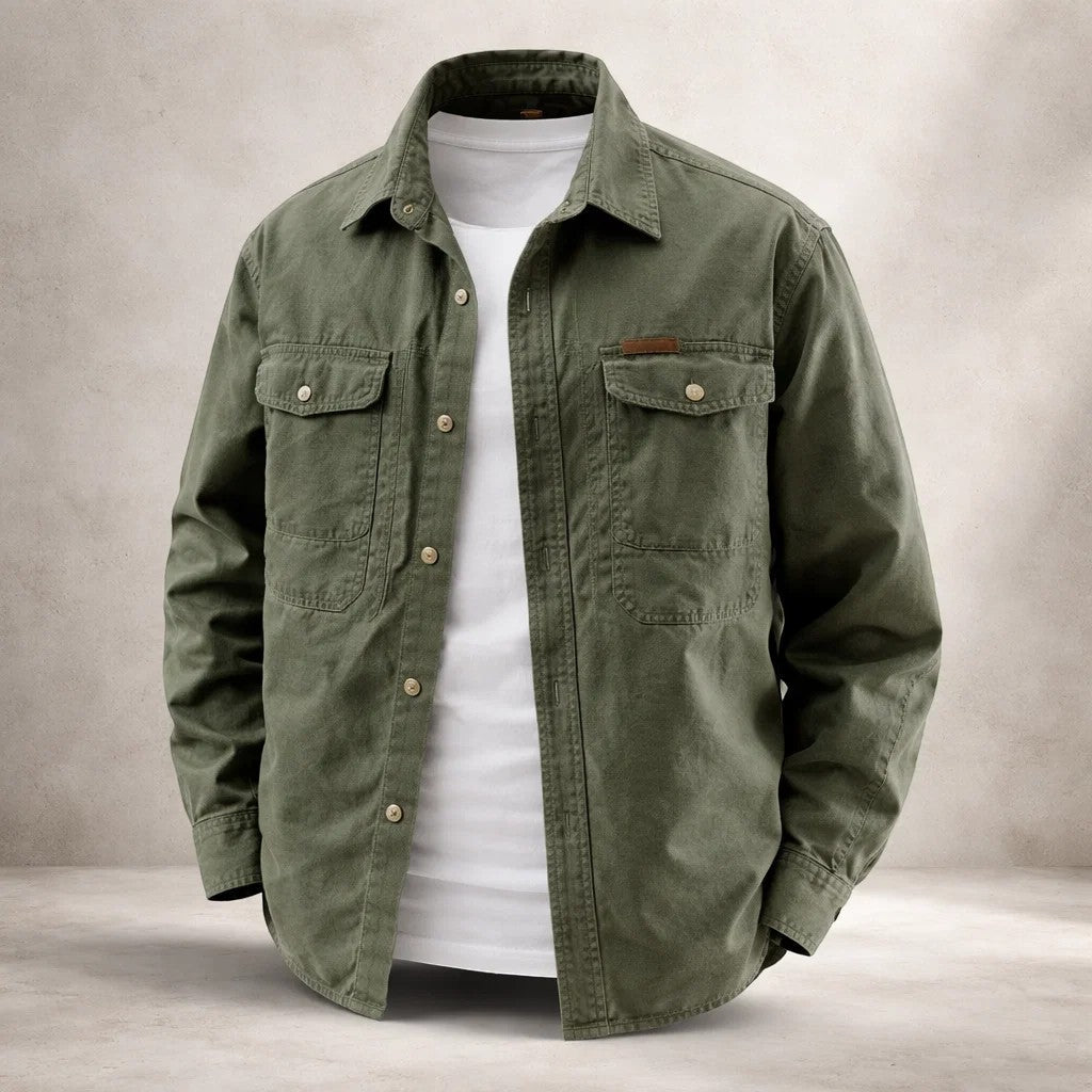 Men's Long-Sleeved Cotton Overshirt