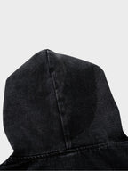 Toggle Front Washed Denim Hoodie