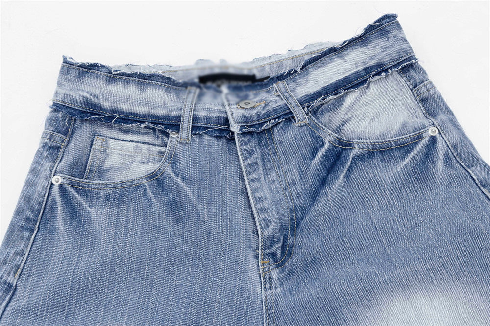 Vintage Washed Patchwork Distressed Scimitar Jeans - Drenn