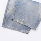 Tie Graphic Print Vintage Wash Wide Leg Denim Jeans - Drenn