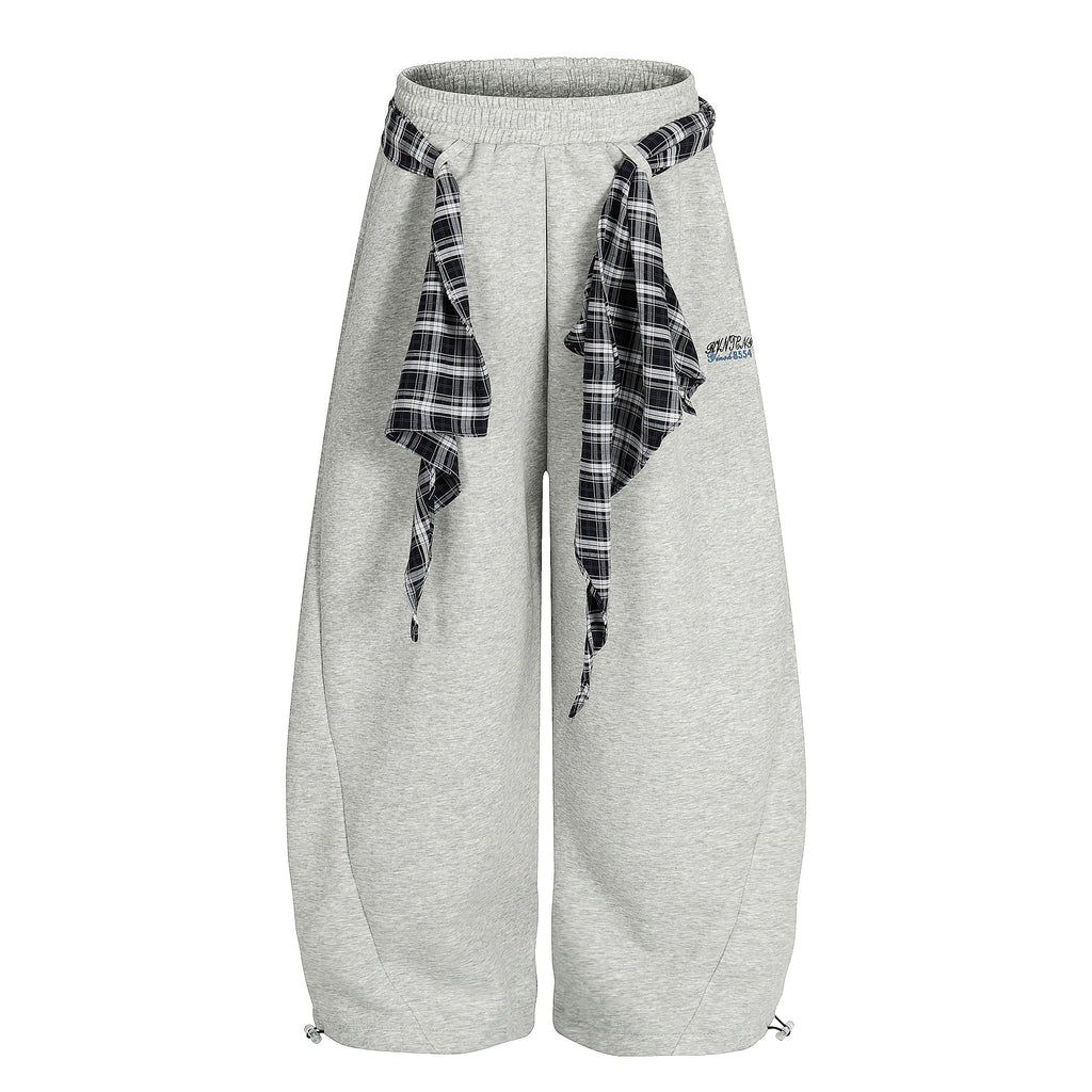 Street Detachable Plaid Waistband Machete Casual Pants - Drenn