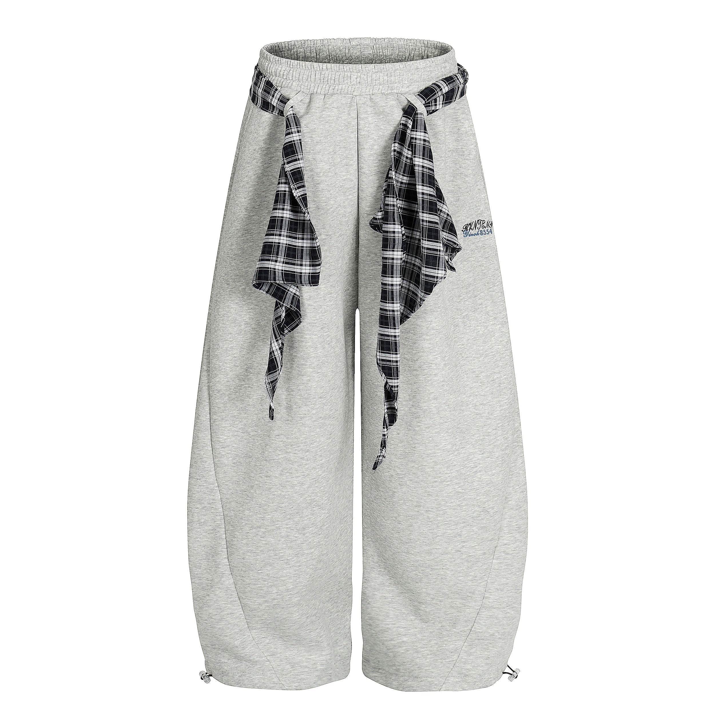 Street Detachable Plaid Waistband Machete Casual Pants - Drenn
