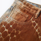 Croc Texture Washed Wide Leg Jeans - Drenn