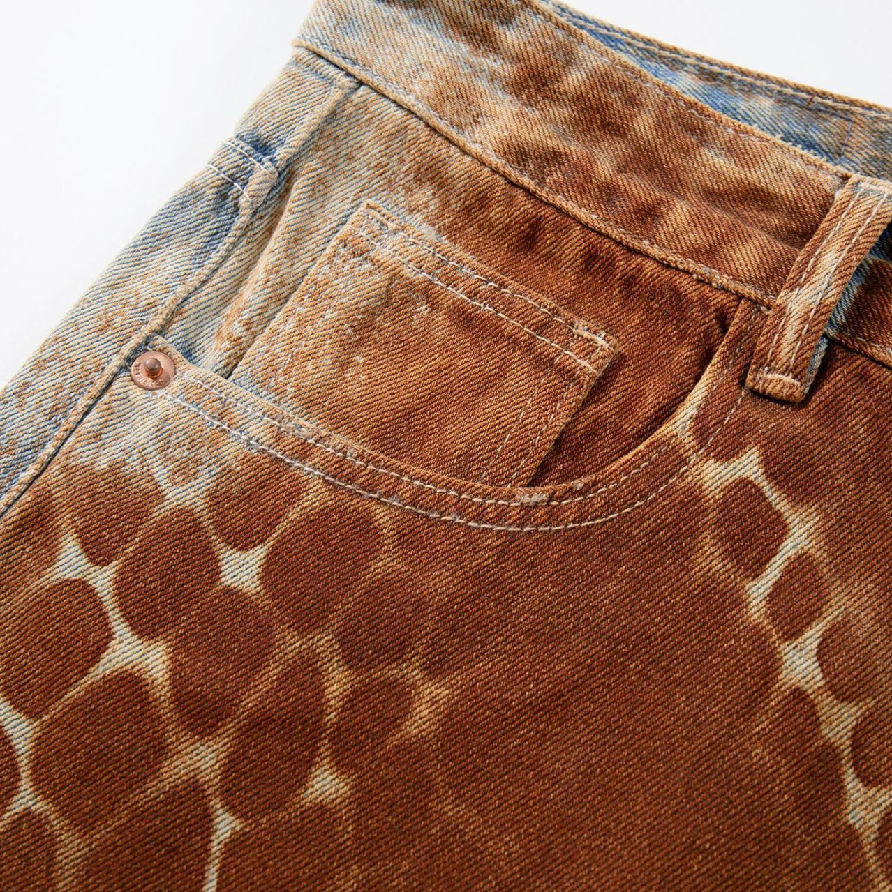 Croc Texture Washed Wide Leg Jeans - Drenn