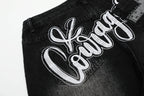 Vintage Embroidered Cross Washed Scimitar Jeans - Drenn