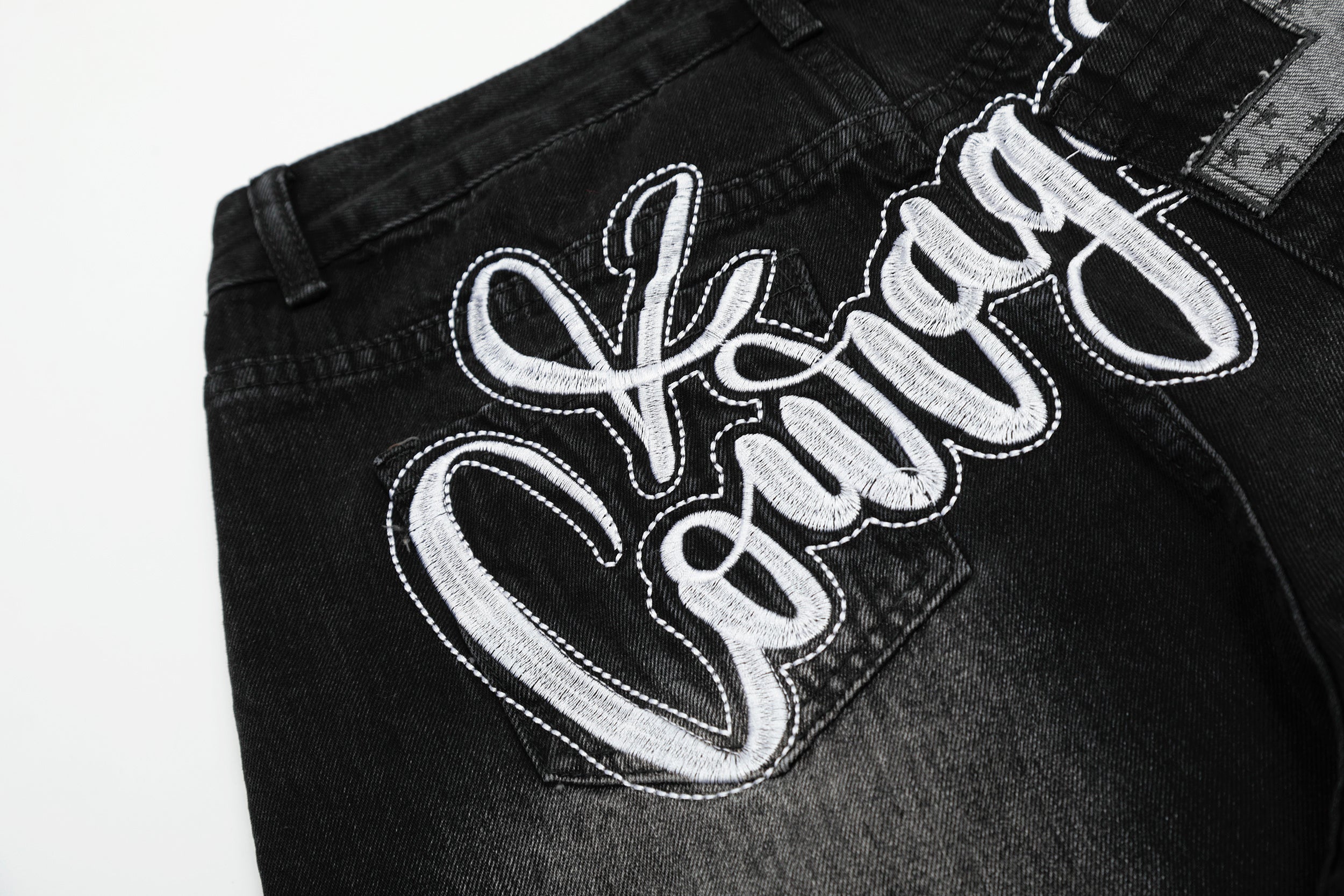 Vintage Embroidered Cross Washed Scimitar Jeans - Drenn