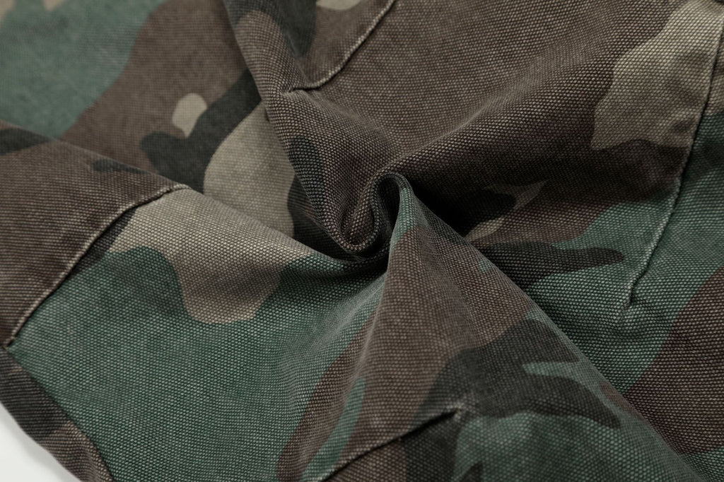 Retro Double Waist Camouflage Barrel Pants - Drenn