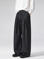 Vintage Pinstripe Pleated Wide-Leg Barrel Pants - Drenn