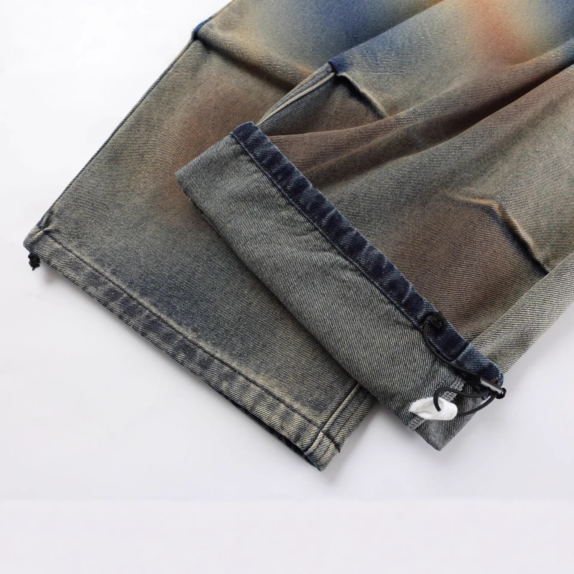 Gradient Sandwash Detachable Tie Baggy Jeans - Drenn
