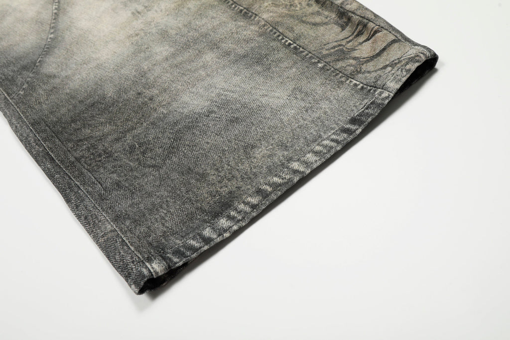 Vintage Heavy Distressed Washed Barrel Jeans - Drenn