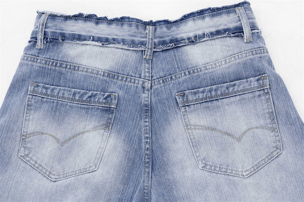 Vintage Washed Patchwork Distressed Scimitar Jeans - Drenn