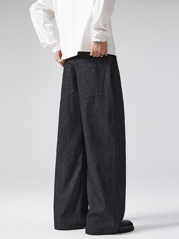 Vintage Pinstripe Pleated Wide-Leg Barrel Pants - Drenn