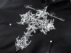 Street Wasteland Washed Cross Print Zip Up Jacket - Drenn