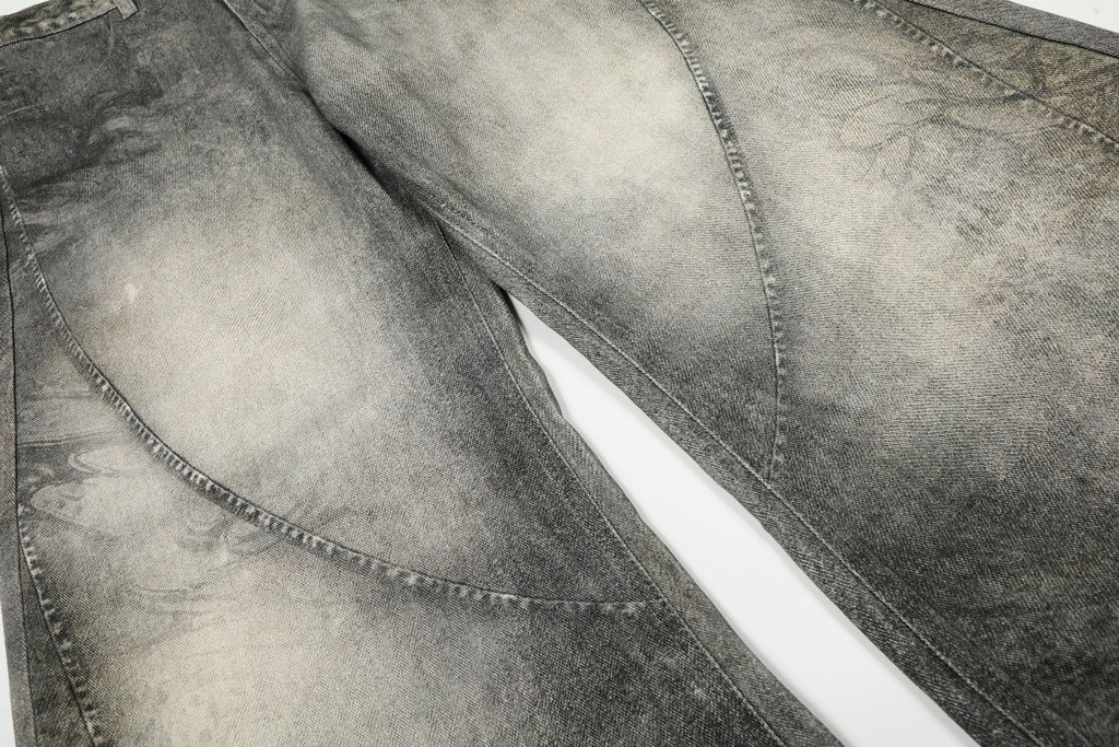 Vintage Heavy Distressed Washed Barrel Jeans - Drenn