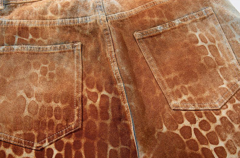 Croc Texture Washed Wide Leg Jeans - Drenn